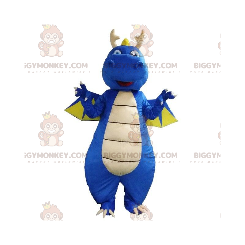 Blauwe dinosaurus BIGGYMONKEY™ mascottekostuum, drakenkostuum