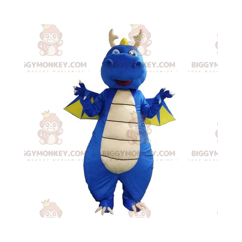 Blå dinosaur BIGGYMONKEY™ maskotkostume, dragekostume, blåt