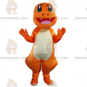 Dragon BIGGYMONKEY™ mascot costume, dinosaur costume, orange