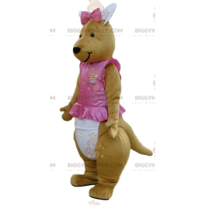 Traje de mascote BIGGYMONKEY™ de canguru em tutu, fantasia de