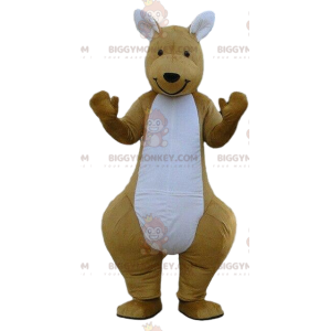 Costume de mascotte BIGGYMONKEY™ de kangourou marron et blanc