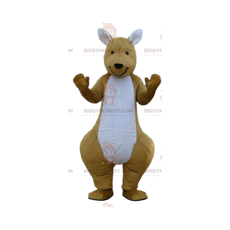 BIGGYMONKEY™ Costume mascotte canguro marrone e bianco Animale