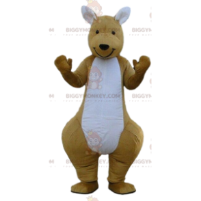 Fantasia de mascote canguru marrom e branco BIGGYMONKEY™ Animal