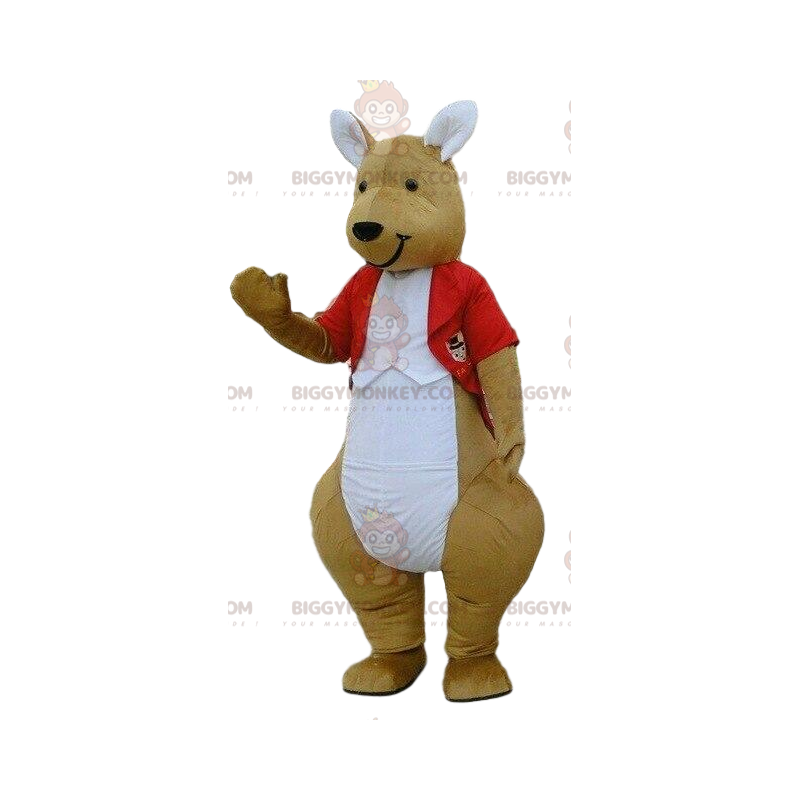 Traje de mascote BIGGYMONKEY™ de canguru em traje vermelho