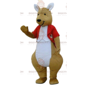 BIGGYMONKEY™ maskotdräkt av känguru i röd kostym, elegant