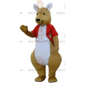 Traje de mascote BIGGYMONKEY™ de canguru em traje vermelho