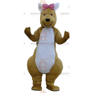 Kangaroo BIGGYMONKEY™ mascot costume with pink bow, Australia