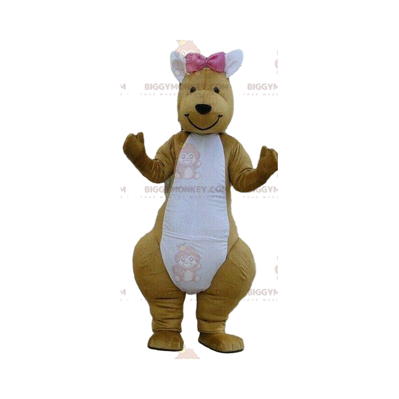 Costume de mascotte BIGGYMONKEY™ de kangourou avec un nœud