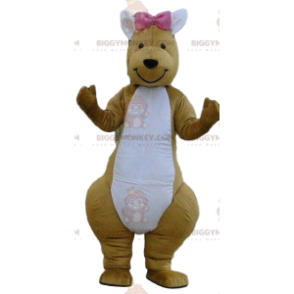 Costume da mascotte canguro BIGGYMONKEY™ con fiocco rosa