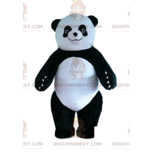 BIGGYMONKEY™ panda maskot kostume, oppusteligt kostume, sort og