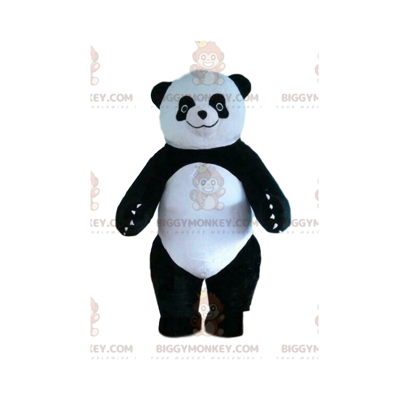 BIGGYMONKEY™ panda-mascottekostuum, opblaasbaar kostuum, zwarte