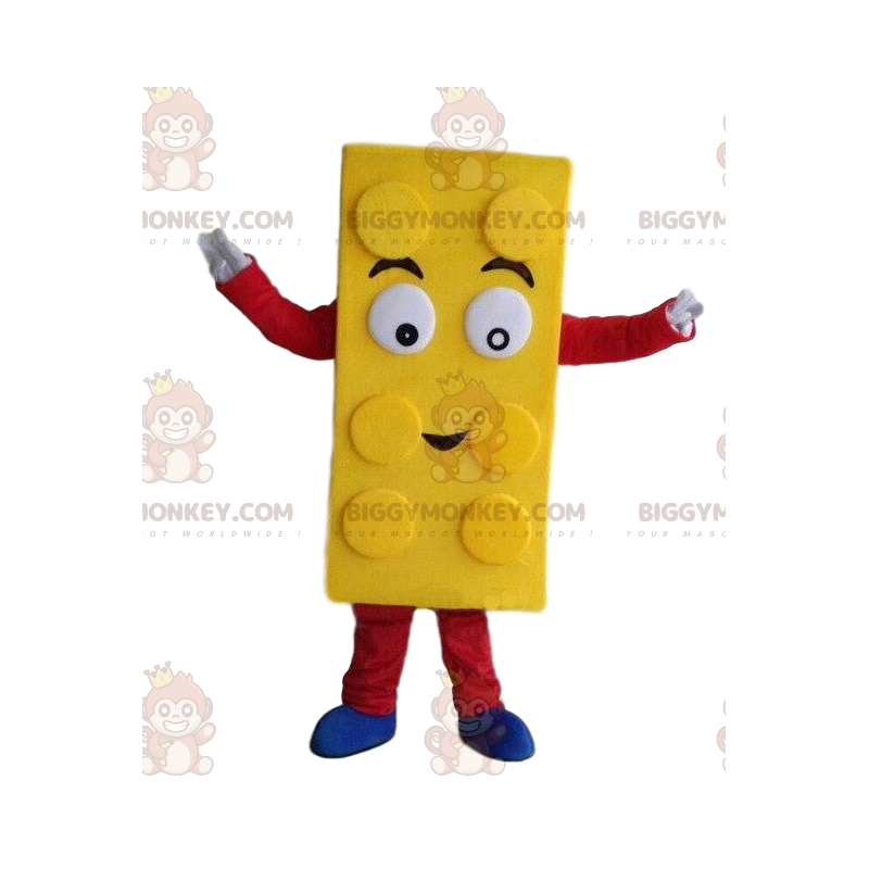 Geel Lego BIGGYMONKEY™ mascottekostuum, bouwspeelgoedkostuum -