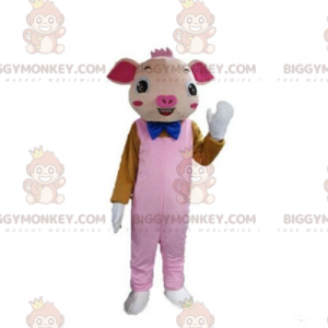 BIGGYMONKEY™ rosa Schwein Maskottchenkostüm mit Overall