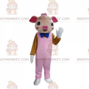 Traje de mascote de porco rosa BIGGYMONKEY™ com macacão