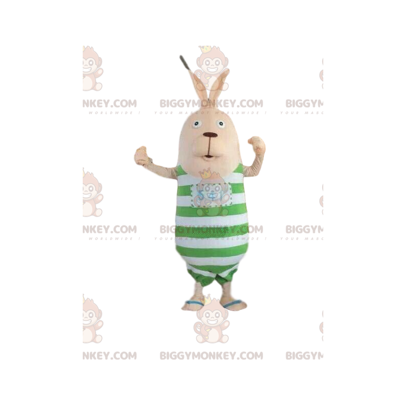 Bunny BIGGYMONKEY™ Maskottchenkostüm mit gestreiftem Outfit