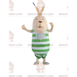 Bunny BIGGYMONKEY™ mascottekostuum met gestreepte outfit