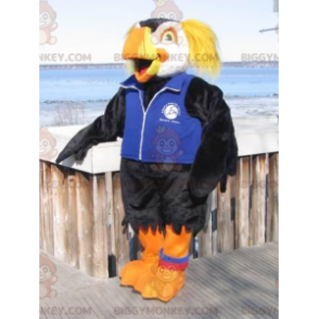 Black White and Yellow Parrot BIGGYMONKEY™ Mascot Costume -