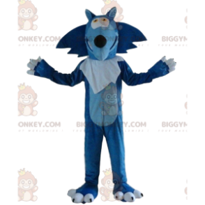 Blue and white wolf BIGGYMONKEY™ mascot costume, giant wolf