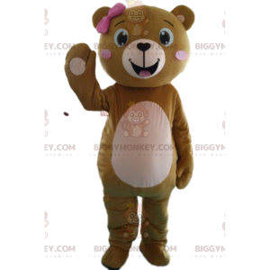 Female Teddy Bear BIGGYMONKEY™ Mascot Costume, Bear Costume