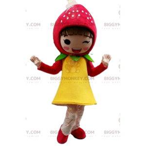Kostým maskota Strawberry BIGGYMONKEY™, kostým dívky, jahodový