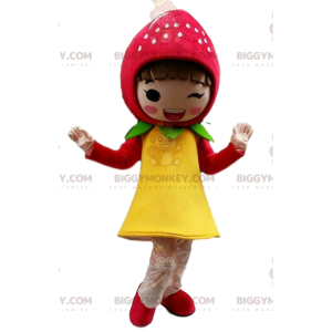 Traje de mascote Strawberry BIGGYMONKEY™, fantasia de menina