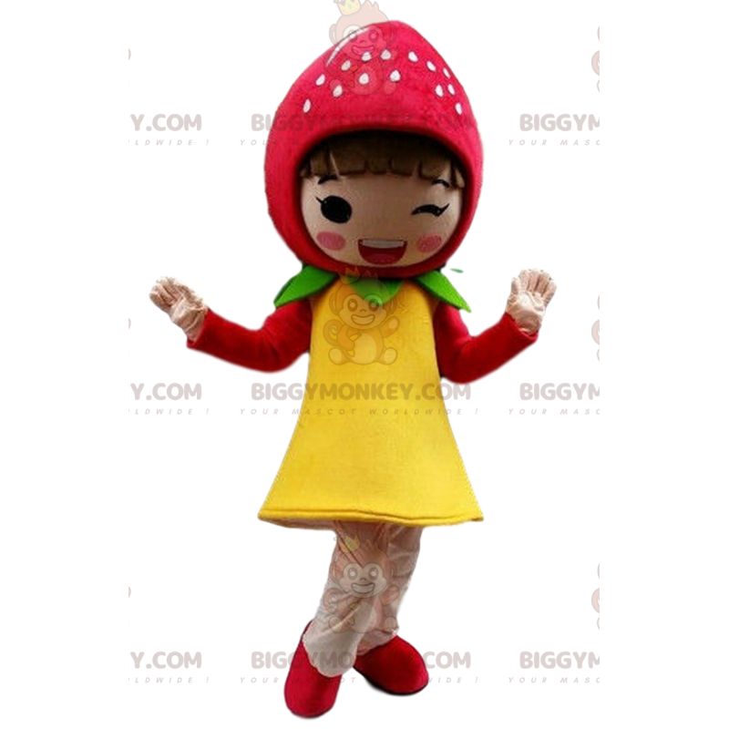 Strawberry BIGGYMONKEY™ Maskottchenkostüm, Mädchenkostüm