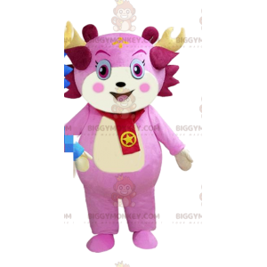 Costume da mascotte personaggio rosa BIGGYMONKEY™, costume da