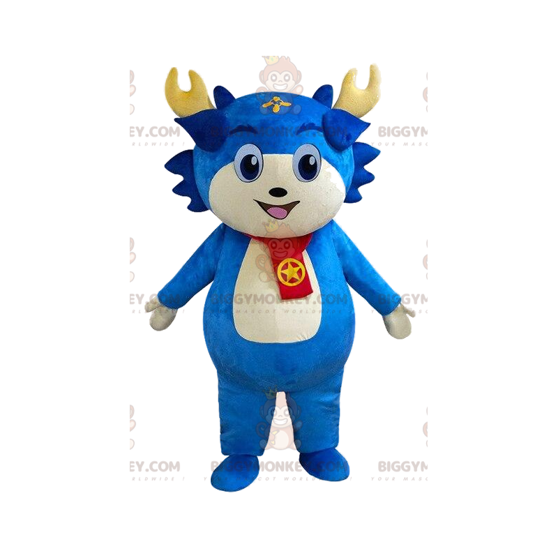 Blue character BIGGYMONKEY™ mascot costume, blue creature