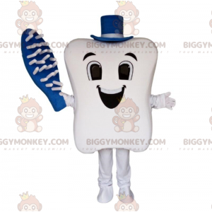 Gigantische tand BIGGYMONKEY™ mascottekostuum, tandenborstel