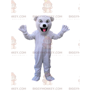 Costume de mascotte BIGGYMONKEY™ de chien blanc, costume de