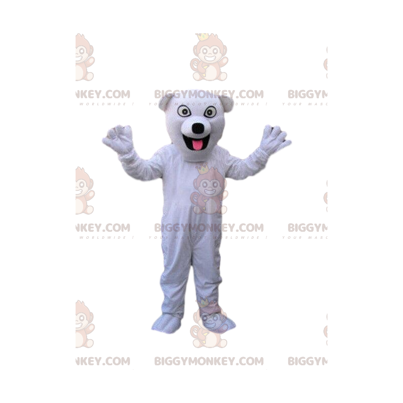 Costume de mascotte BIGGYMONKEY™ de chien blanc, costume de