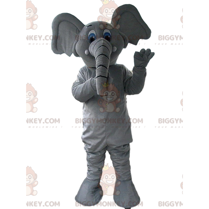 BIGGYMONKEY™ costume mascotte elefante grigio e bianco, costume