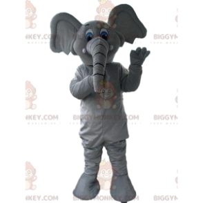 BIGGYMONKEY™ costume mascotte elefante grigio e bianco, costume