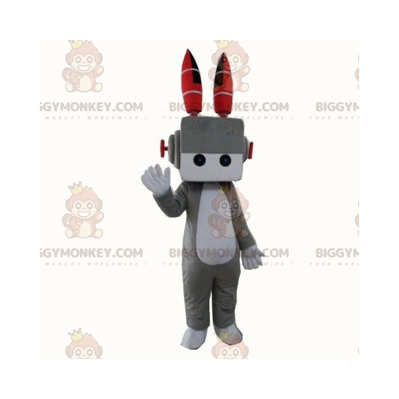 Disfraz de mascota robot gris y blanco BIGGYMONKEY™, disfraz