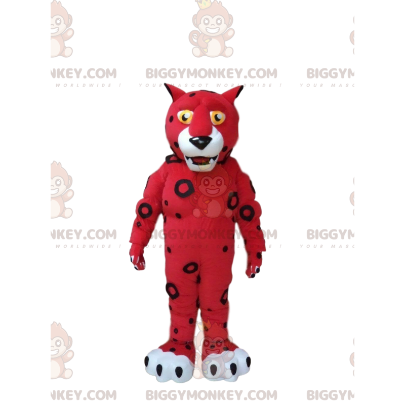 Rot-weißer Tiger BIGGYMONKEY™ Maskottchen-Kostüm, rotes