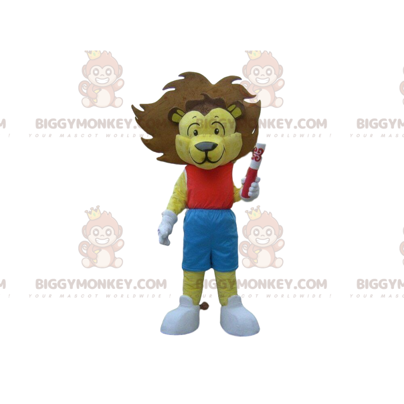 BIGGYMONKEY™ yellow lion mascot costume, lion cub costume, king