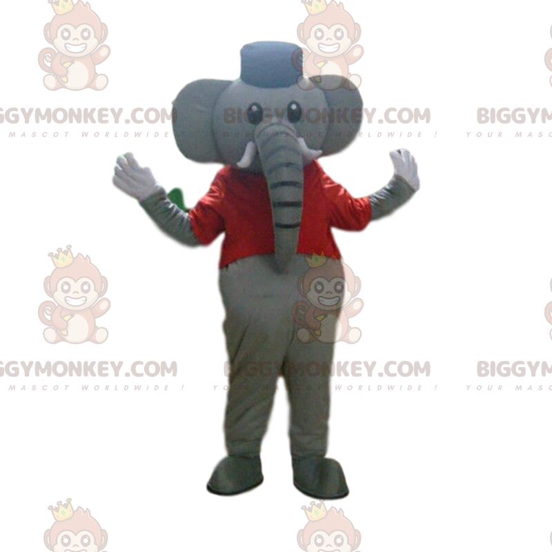 Grauer Elefant BIGGYMONKEY™ Maskottchenkostüm, Zirkuskostüm