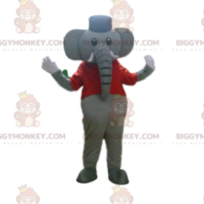 Traje de mascote de elefante cinza BIGGYMONKEY™, fantasia de