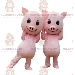 2 BIGGYMONKEY™s mascot pigs, couple of pigs, pink pigs -