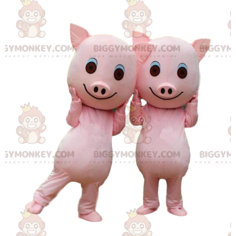 2 BIGGYMONKEY™s mascotte varkens, paar varkens, roze varkens -