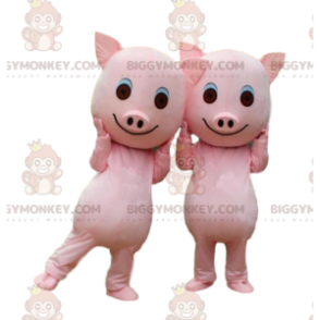 2 BIGGYMONKEY™s mascot pigs, couple of pigs, pink pigs -