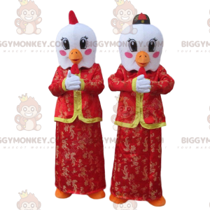 La mascota de BIGGYMONKEY™s de pájaros blancos en trajes