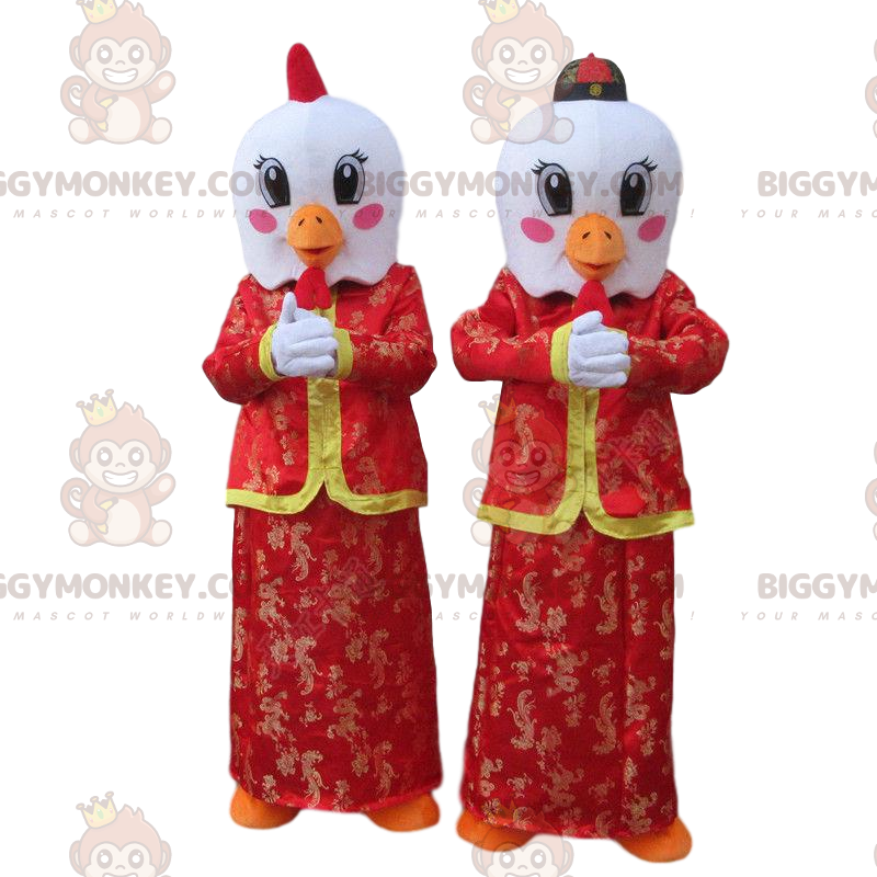 La mascota de BIGGYMONKEY™s de pájaros blancos en trajes