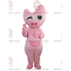Costume da mascotte personaggio rosa BIGGYMONKEY™, costume da