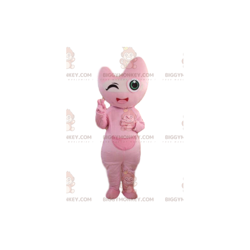 Pinkes BIGGYMONKEY™ Maskottchenkostüm, pinkes Kreaturenkostüm -