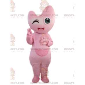 Pink character BIGGYMONKEY™ mascot costume, pink creature