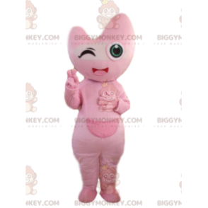 Pinkes BIGGYMONKEY™ Maskottchenkostüm, pinkes Kreaturenkostüm -