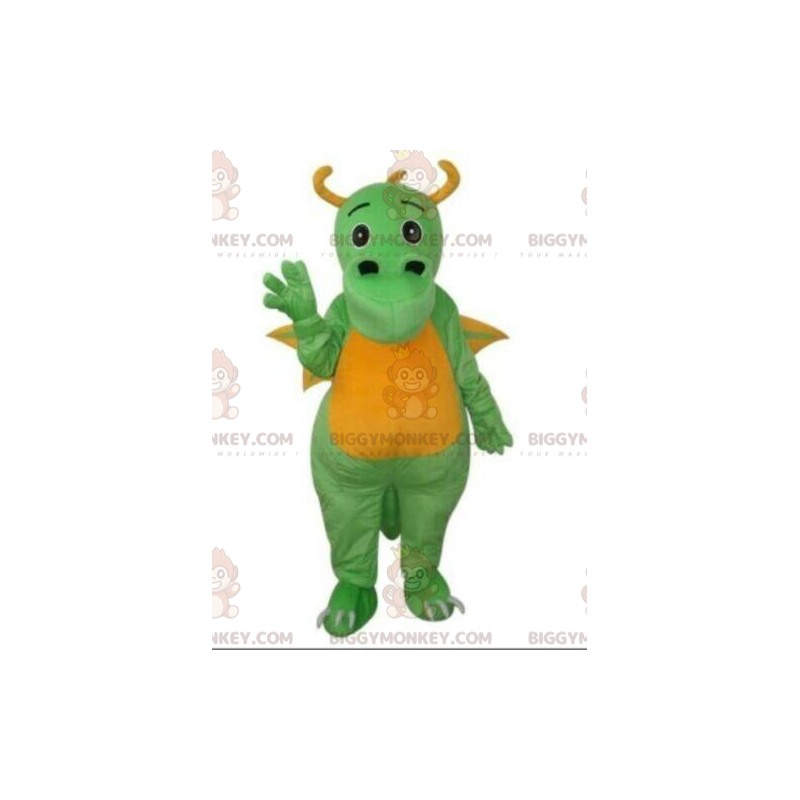 Kostým maskota BIGGYMONKEY™ zelený a žlutý drak, kostým