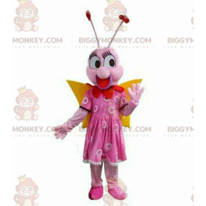 Kostým maskota růžového motýla BIGGYMONKEY™, kostým létajícího