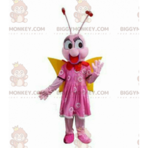Pink sommerfugl BIGGYMONKEY™ maskot kostume, flyvende insekt